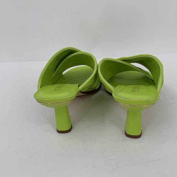 Michael Kors Gideon embossed logo sandal shoe lime green heel crisscross strap 6 - Picture 5 of 6